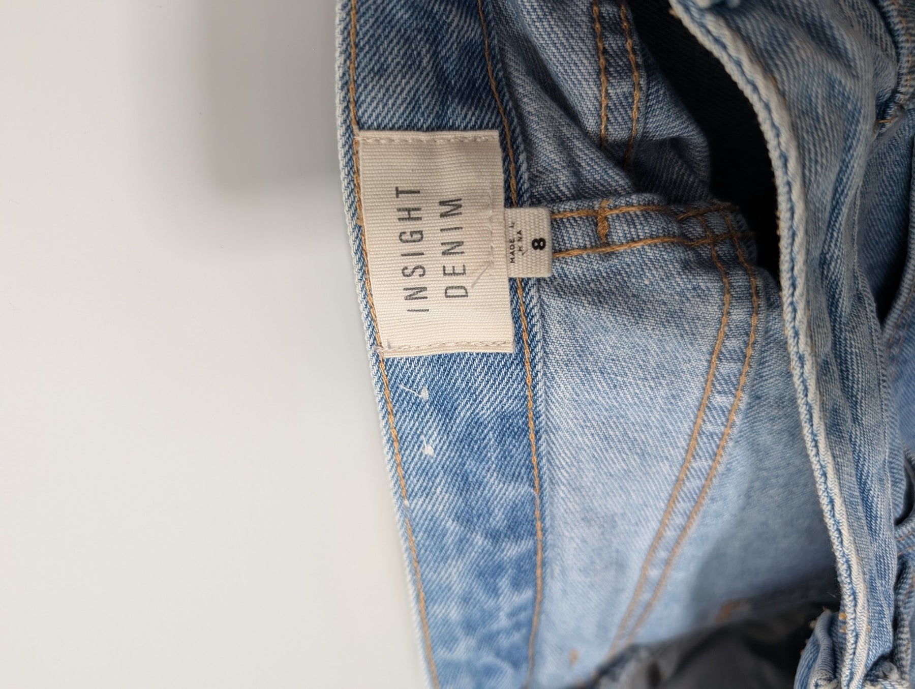 Insight Denim Mini Skirt Blue Raw Hem Size 8 - Image 6