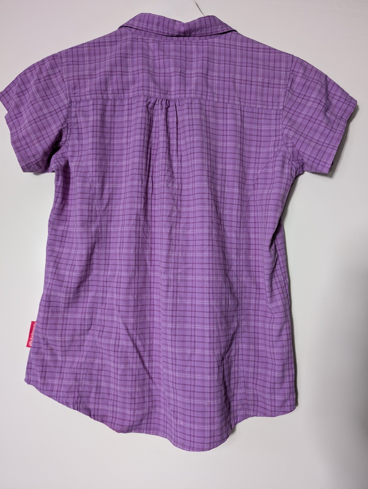Kathmandu No Fly Zone Women's Short Sleeve Shirt Purple Plaid Size 12 - Image 6