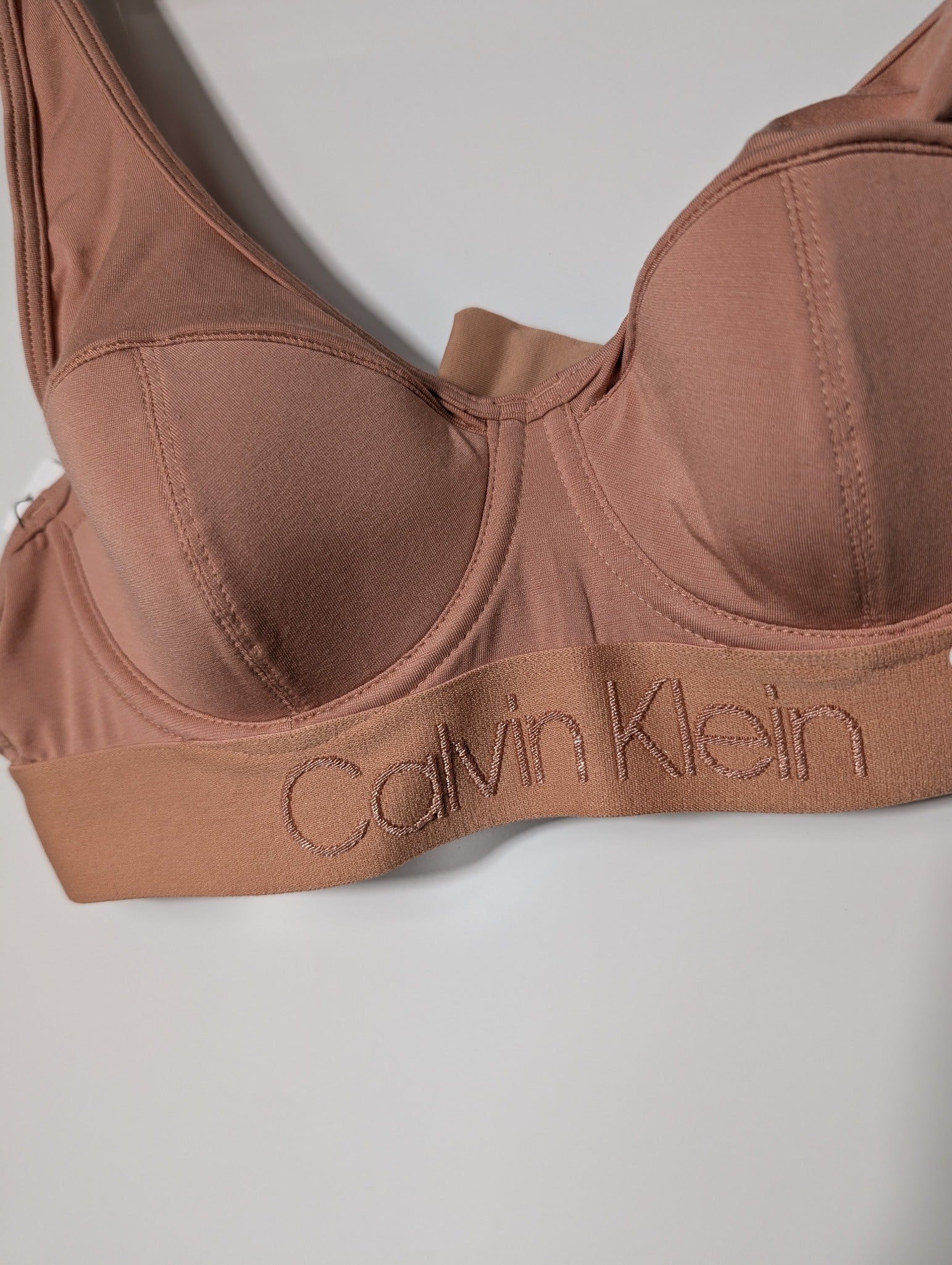 Calvin Klein Lightly Lined Bralette Nude Tonal Logo 34B - Image 2