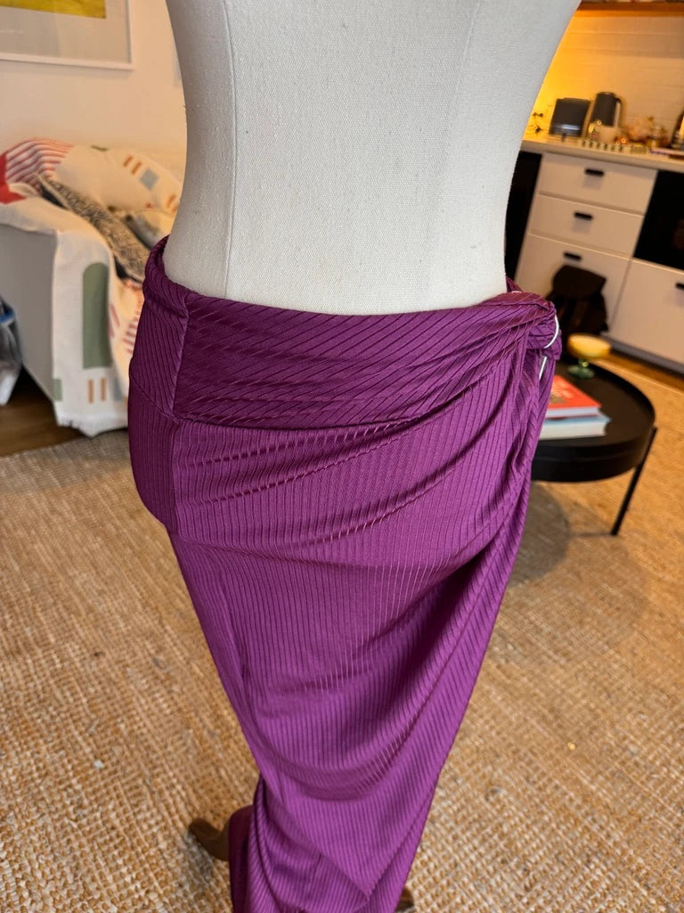 Monday Swimwear Andros Ribbed Sarong Skirt Eggplant - Image 4