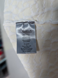 Line Textured V-Neck Fit and Flare Dress White Size M - Image 9