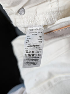 River Island High Waisted Mom Jeans White UK 14R - Image 5
