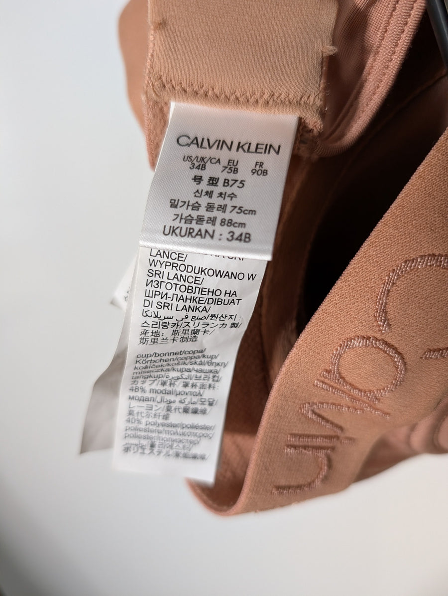 Calvin Klein Lightly Lined Bralette Nude Tonal Logo 34B - Image 7