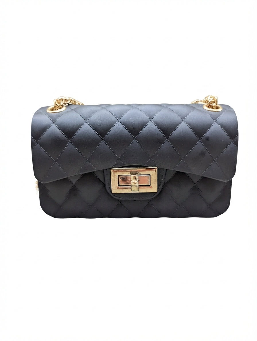 Unbranded Quilted Silicone Crossbody Bag Black Small