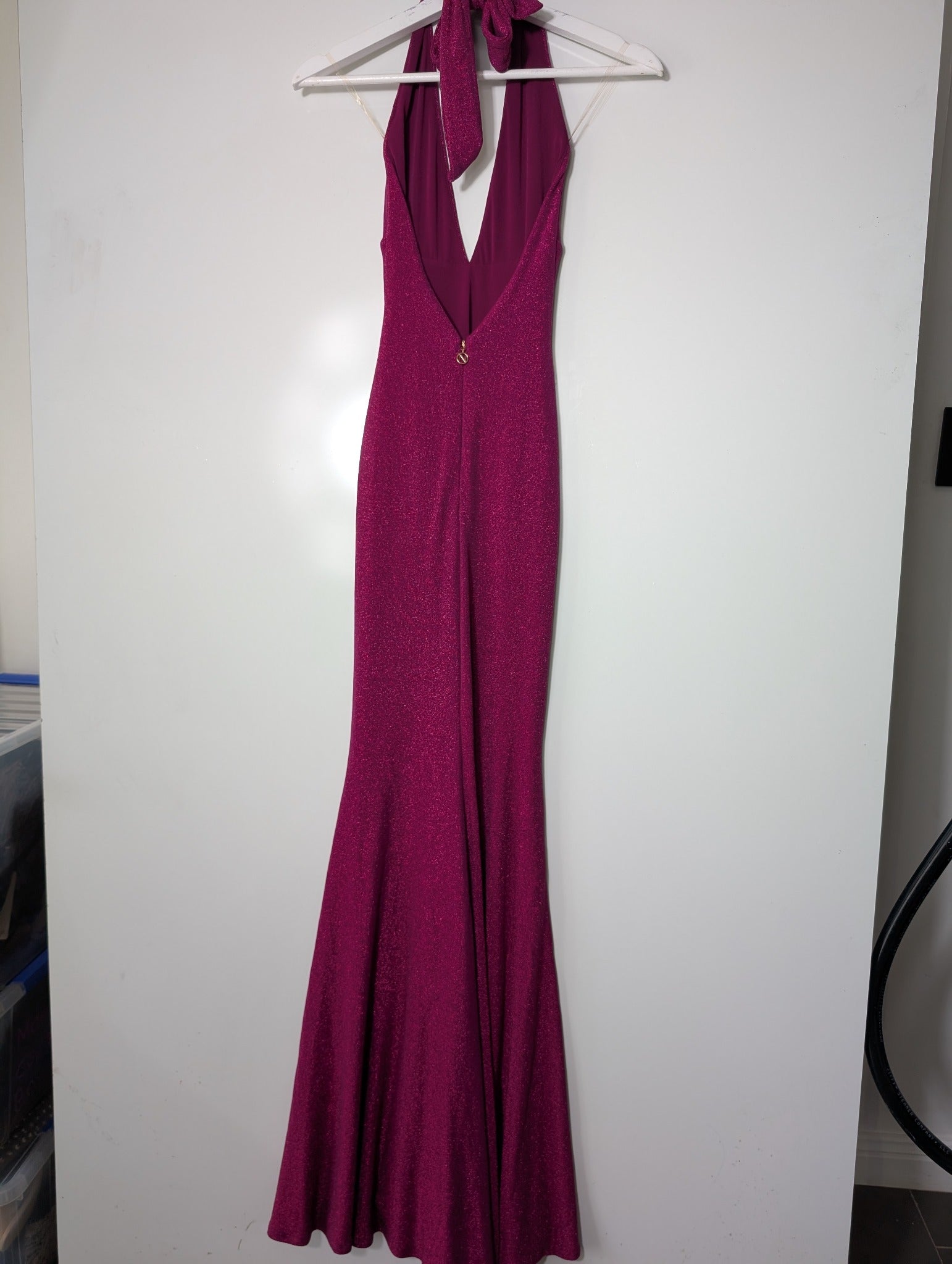 Nookie Glitter Halter Neck Maxi Dress Magenta Size S - Image 5