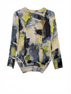 Rachel Gilbert Abstract Print Silk Long Sleeve Bodysuit Size 1 - Image 1