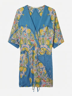 Ginger & Smart Silk Floral Wrap Dress Blue AU 10 - Image 1
