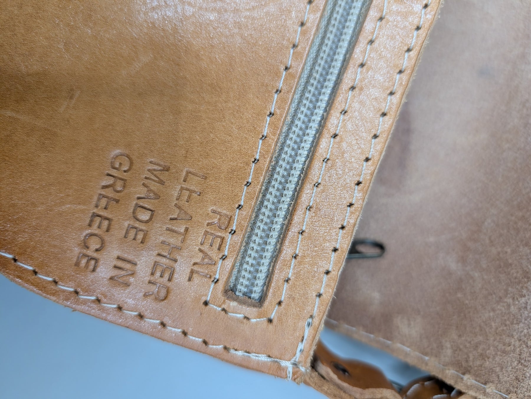 Vintage Style Leather Saddle Crossbody Bag Tan - Image 5