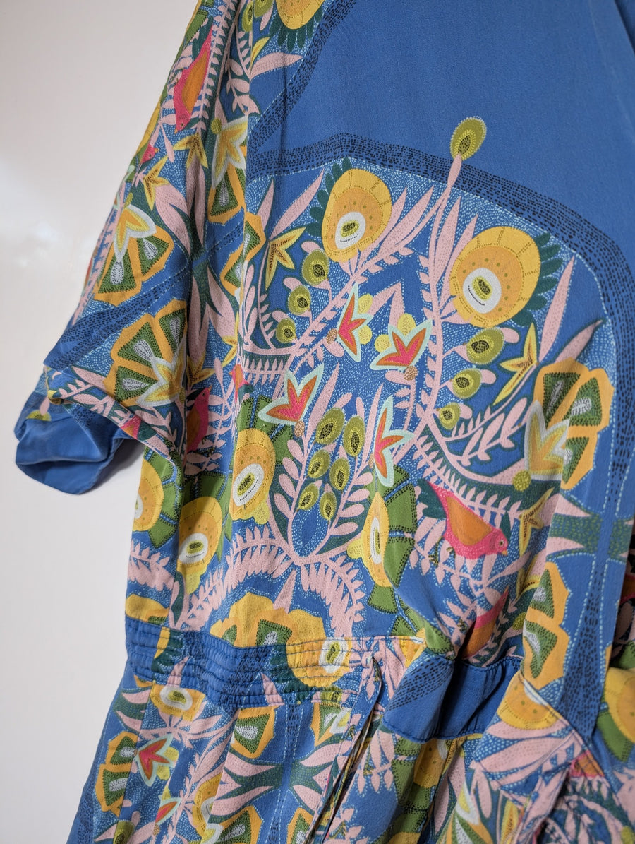 Ginger & Smart Silk Floral Wrap Dress Blue AU 10 - Image 2