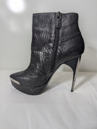 Lanvin Lizard-Embossed Leather Metal-Toe Ankle Boots Black Size 38 - Image 2