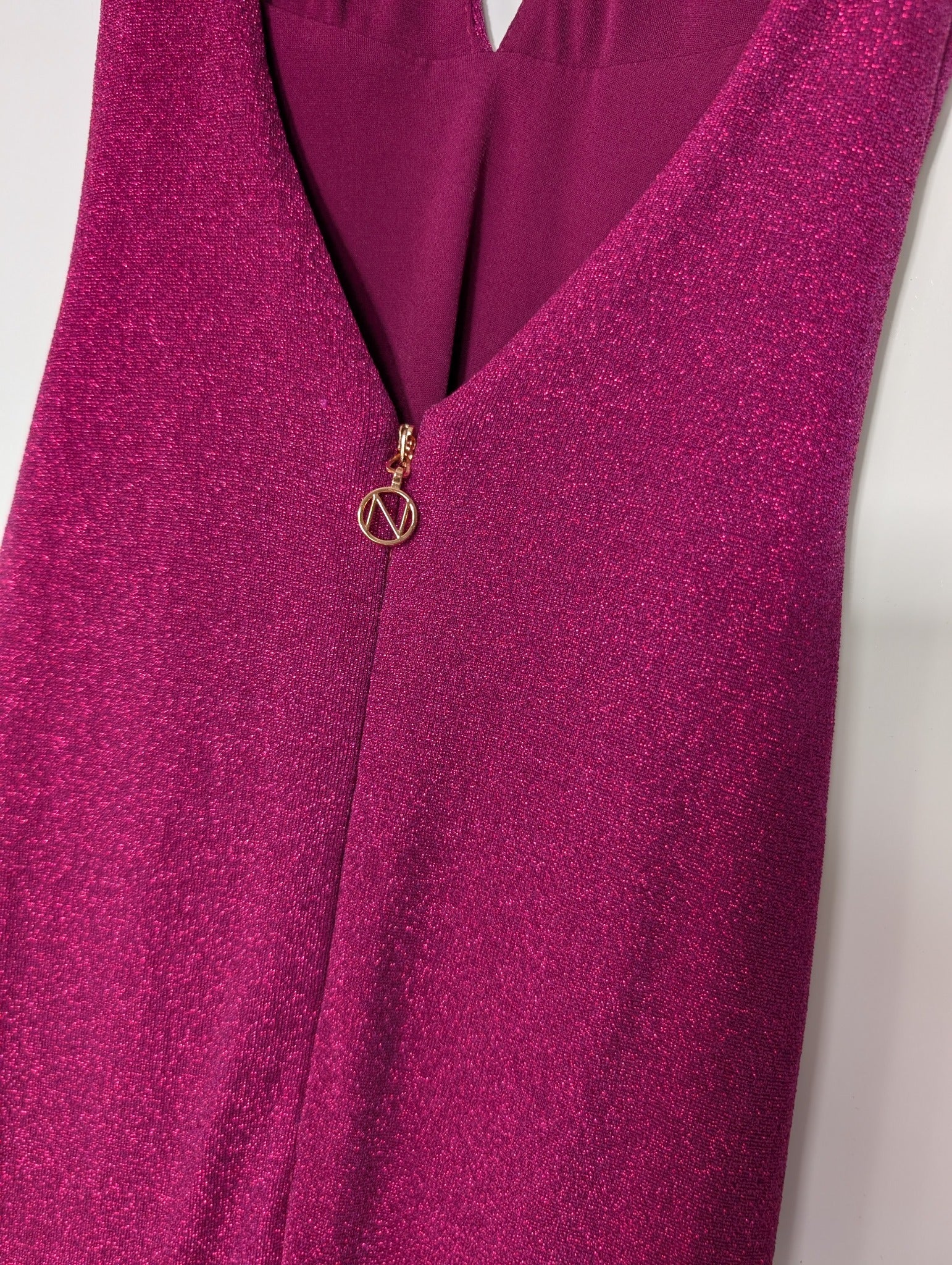 Nookie Glitter Halter Neck Maxi Dress Magenta Size S - Image 6