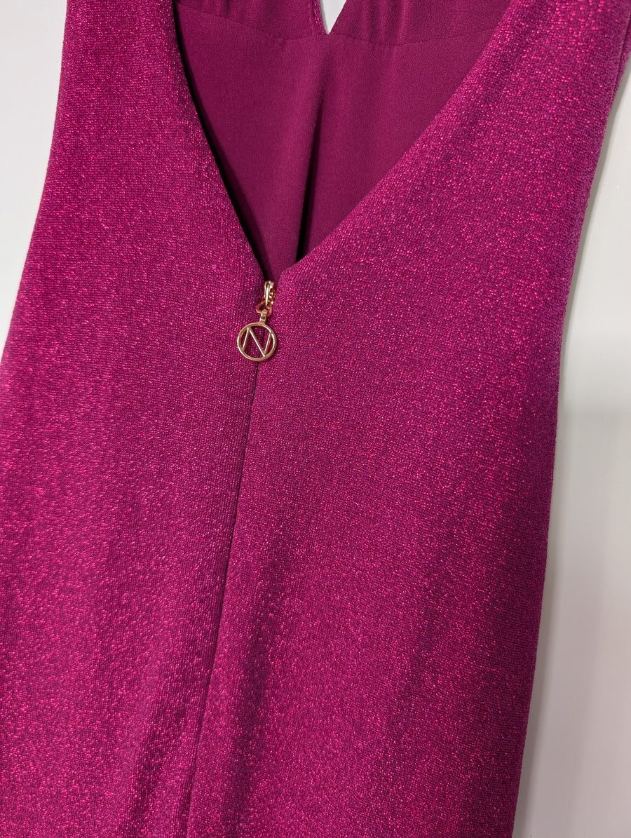 Nookie Glitter Halter Neck Maxi Dress Magenta Size S - Image 6