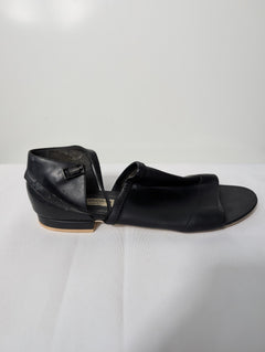 Balenciaga Black Leather Ankle Strap Flat Sandals EU 38 - Image 3