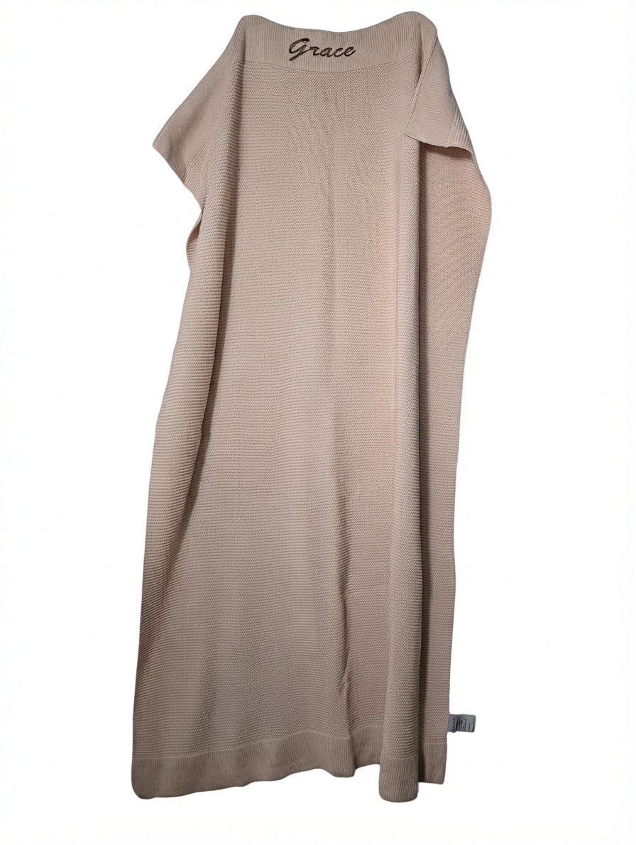Little Giraffe Luxe Baby Blanket Personalised 'Grace' Beige - Image 1