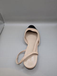 Ross & Here Cap-Toe Slingback Flats Beige and Black Size 9 - Image 3