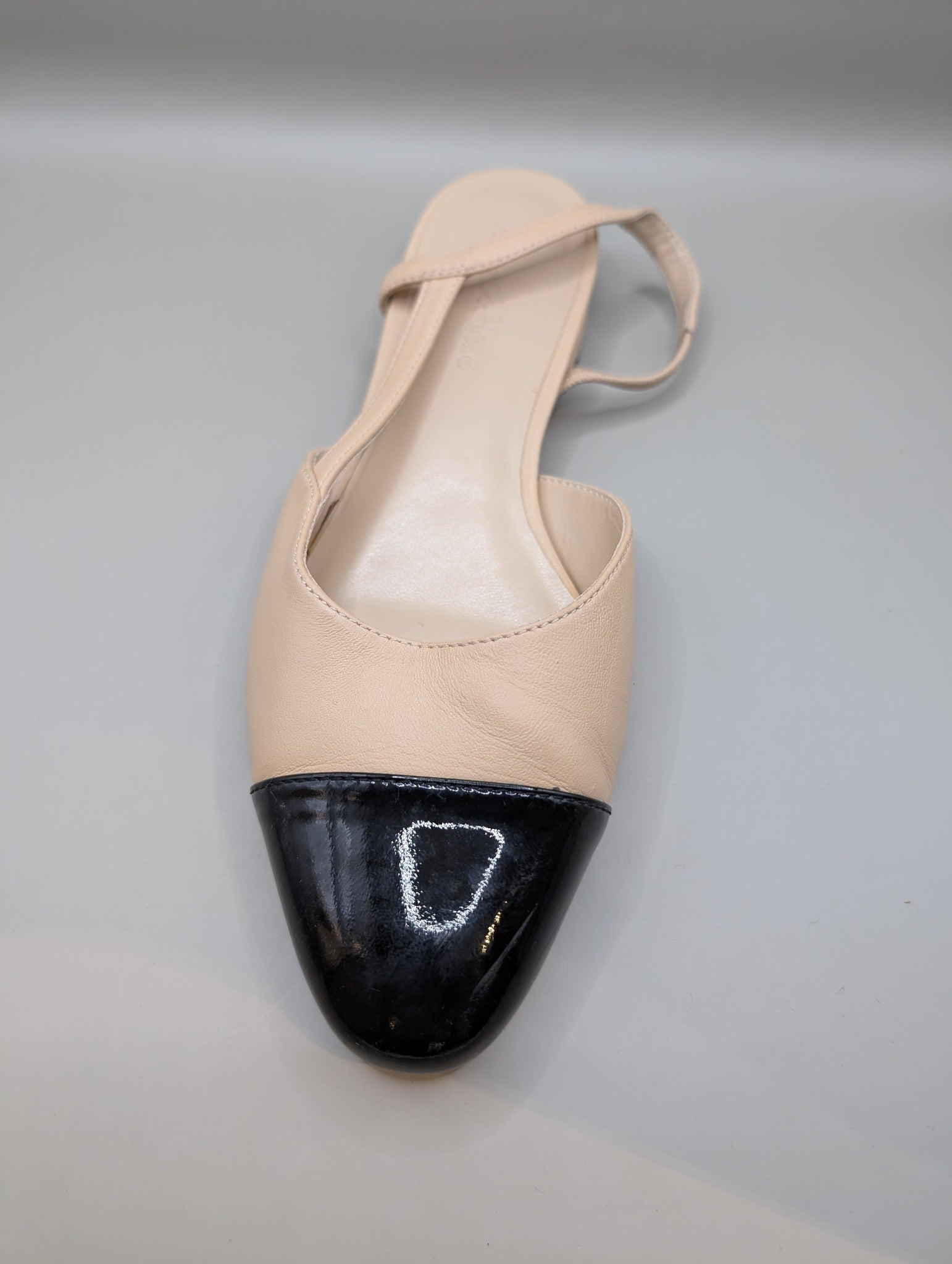 Ross & Here Cap-Toe Slingback Flats Beige and Black Size 9 - Image 5