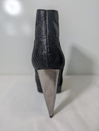 Lanvin Lizard-Embossed Leather Metal-Toe Ankle Boots Black Size 38 - Image 3