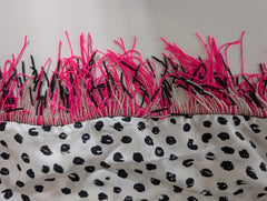 PROVA Silk Scarf Spotted Print with Beaded Fringe One Size - Image 6