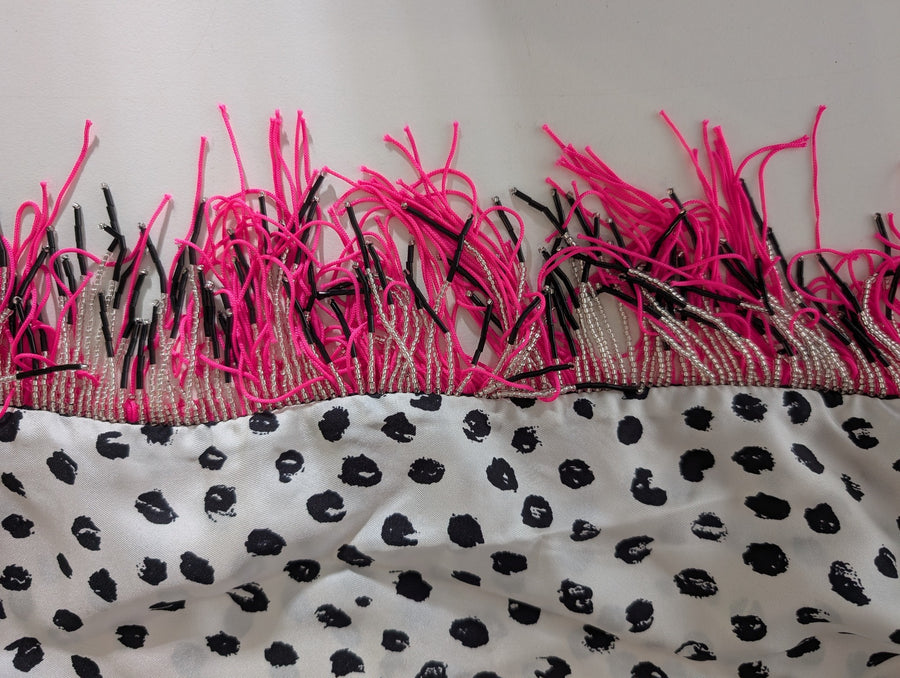 PROVA Silk Scarf Spotted Print with Beaded Fringe One Size - Image 6