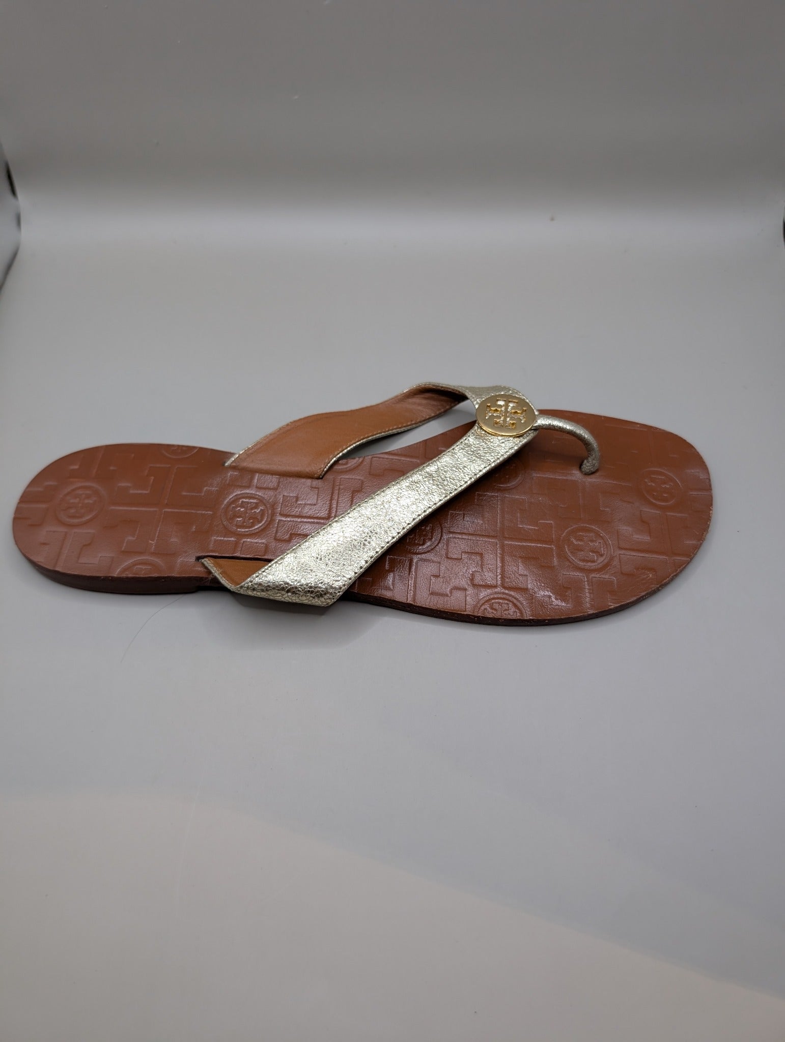 Tory Burch Miller Sandals Gold and Tan Leather US 9M - Image 2