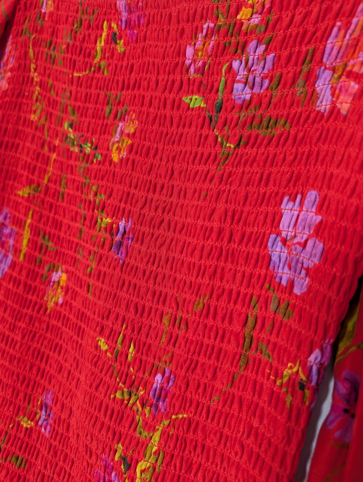 Lovers + FRIENDS Floral Smocked Mini Dress Red Women's XS - Image 3
