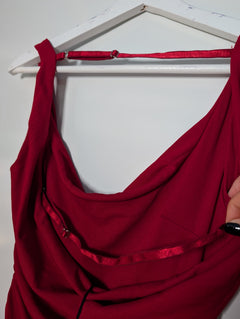 Ownley Marion Mini Dress Red Cowl Neck Ruched XS - Image 5