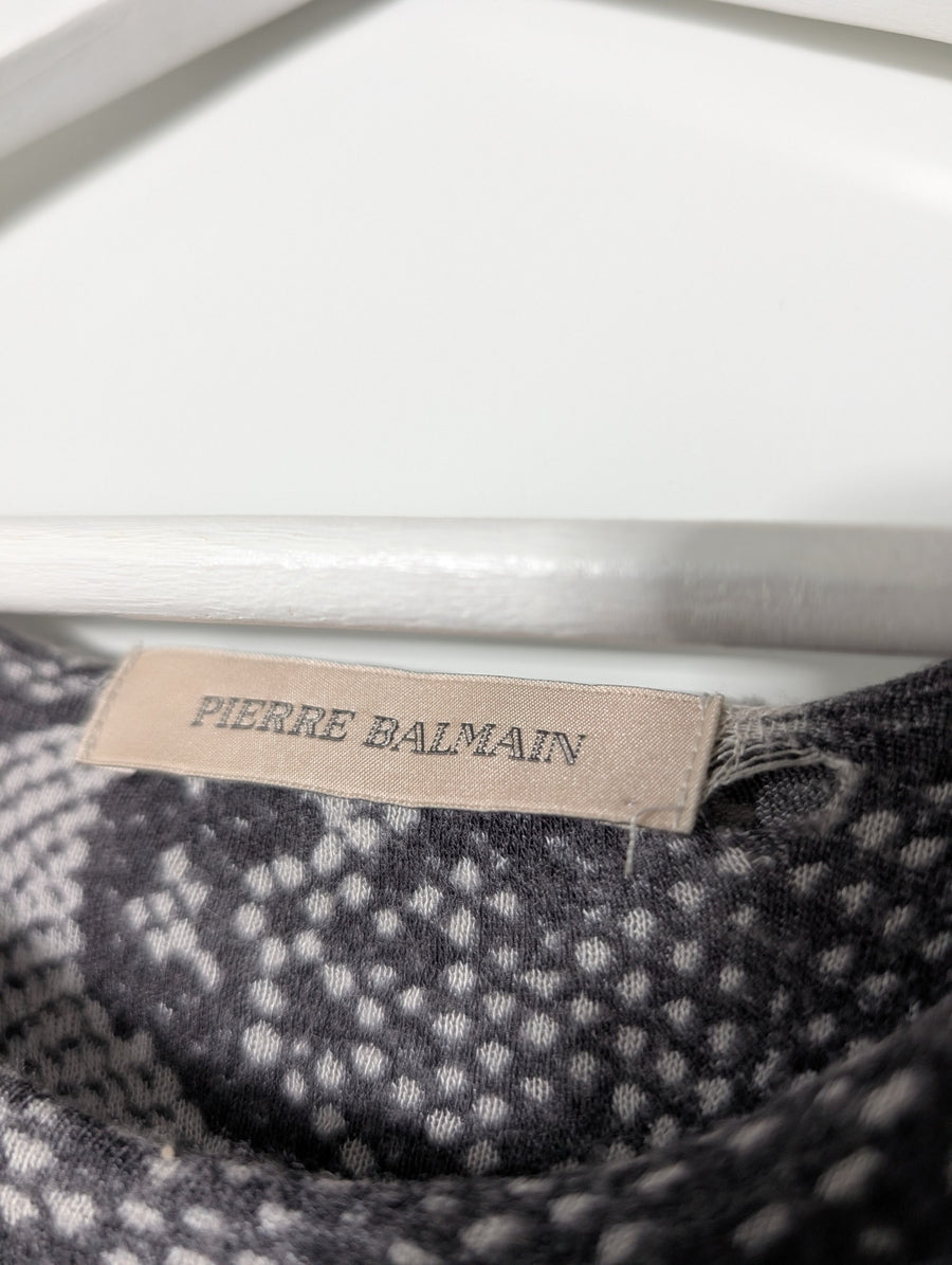 Pierre Balmain Sleeveless Ruched Snakeskin Panel Dress IT 46 - Image 4