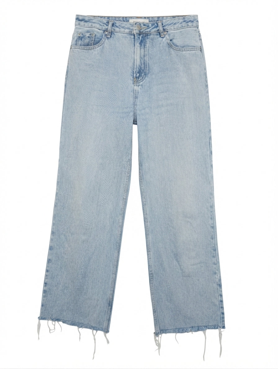 Assembly Label Wide Leg Jeans Light Wash Raw Hem Size 14