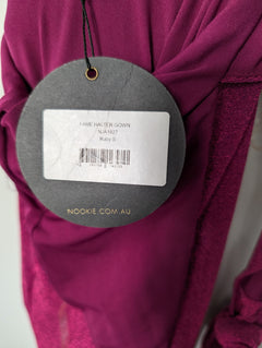 Nookie Glitter Halter Neck Maxi Dress Magenta Size S - Image 9