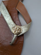 Tory Burch Miller Sandals Gold and Tan Leather US 9M - Image 6