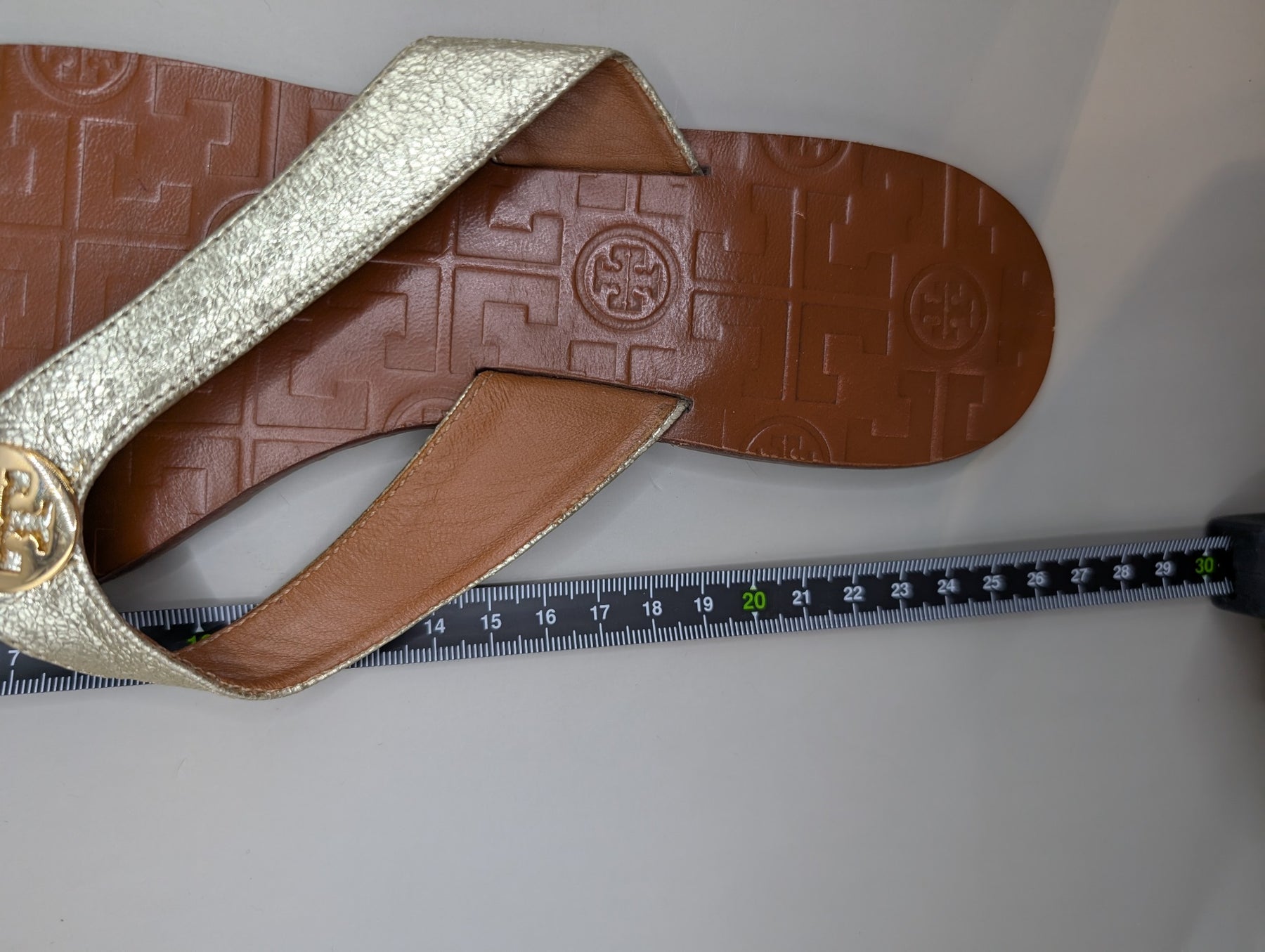 Tory Burch Miller Sandals Gold and Tan Leather US 9M - Image 9
