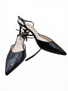 Zara Basic Patent Pointed Toe Slingback Heels Black EU 41 - Image 1
