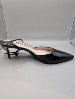 Zara Basic Patent Pointed Toe Slingback Heels Black EU 41 - Image 2