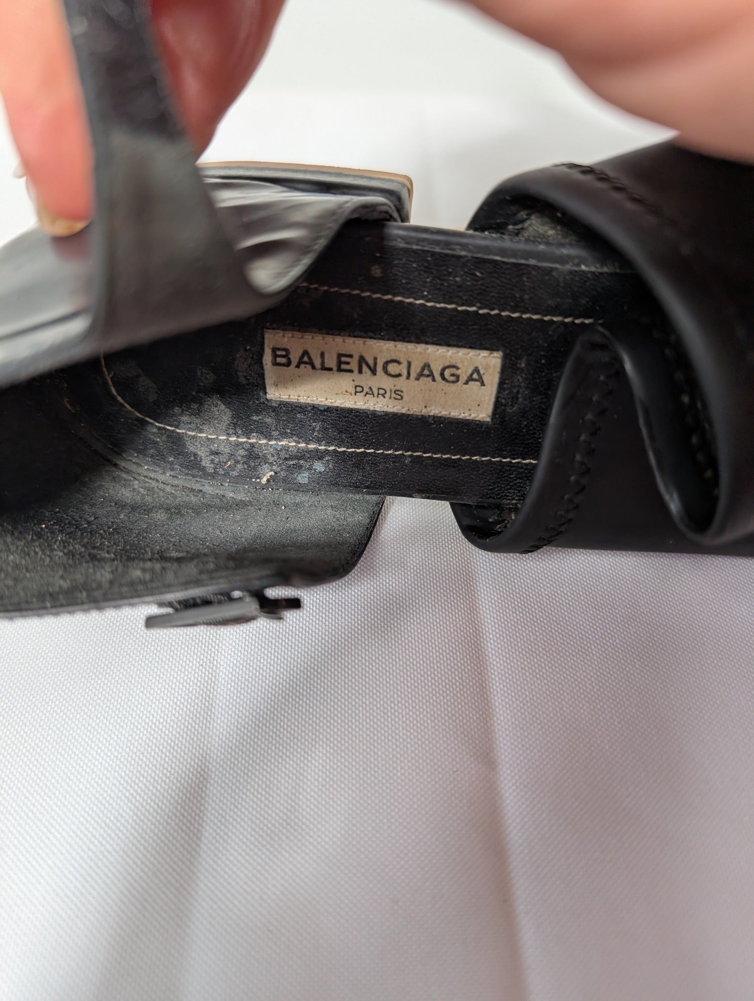 Balenciaga Black Leather Ankle Strap Flat Sandals EU 38 - Image 6