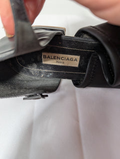 Balenciaga Black Leather Ankle Strap Flat Sandals EU 38 - Image 6