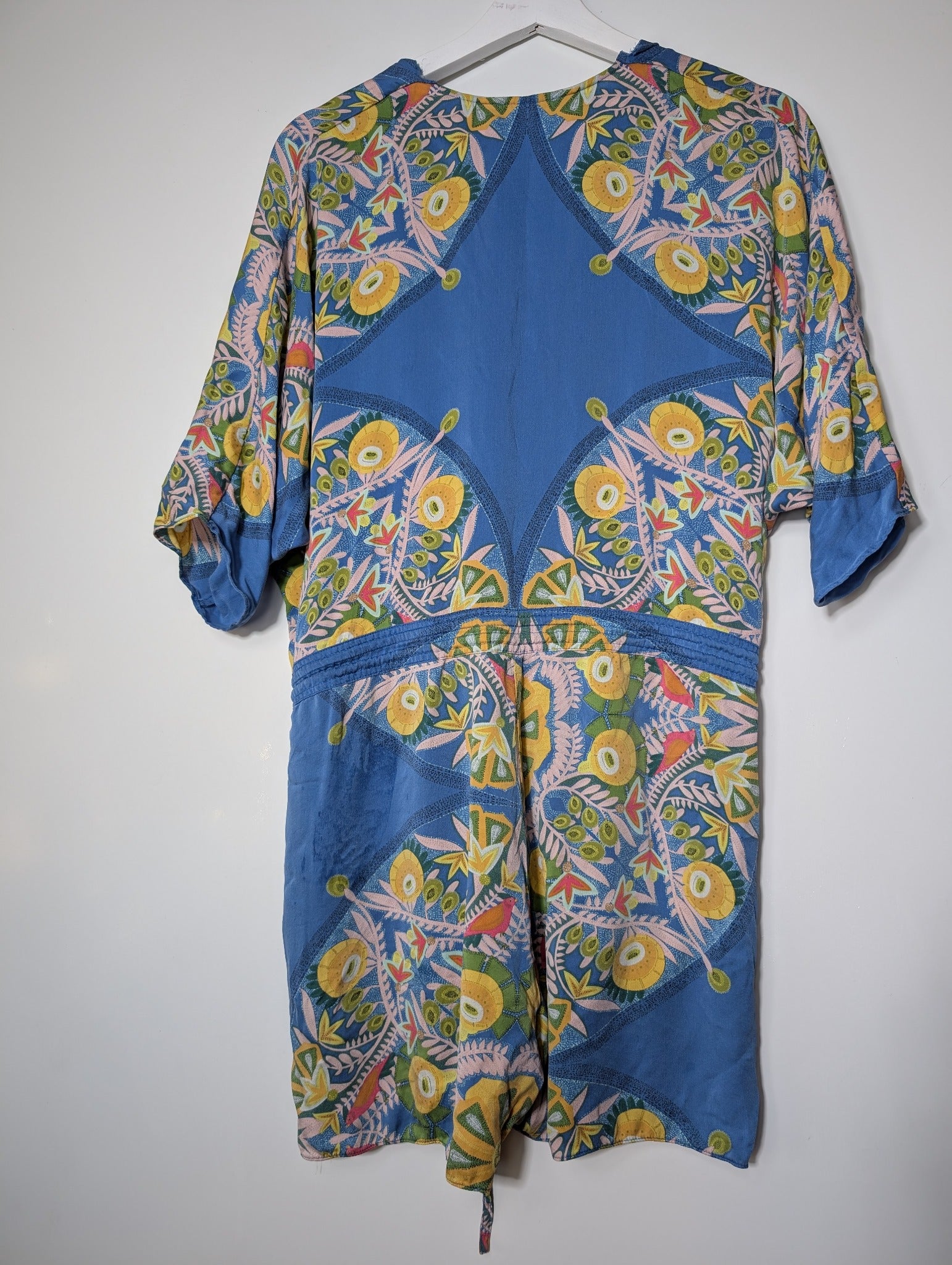 Ginger & Smart Silk Floral Wrap Dress Blue AU 10 - Image 5