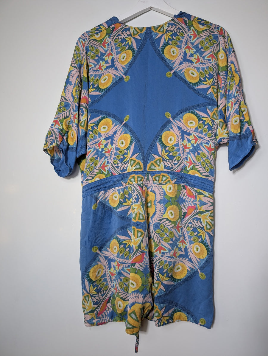 Ginger & Smart Silk Floral Wrap Dress Blue AU 10 - Image 5
