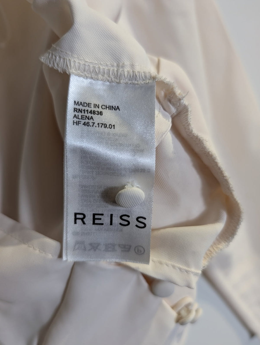 Reiss V-Neck Button-Front Blouse Cream Women's UK 8 - Image 4