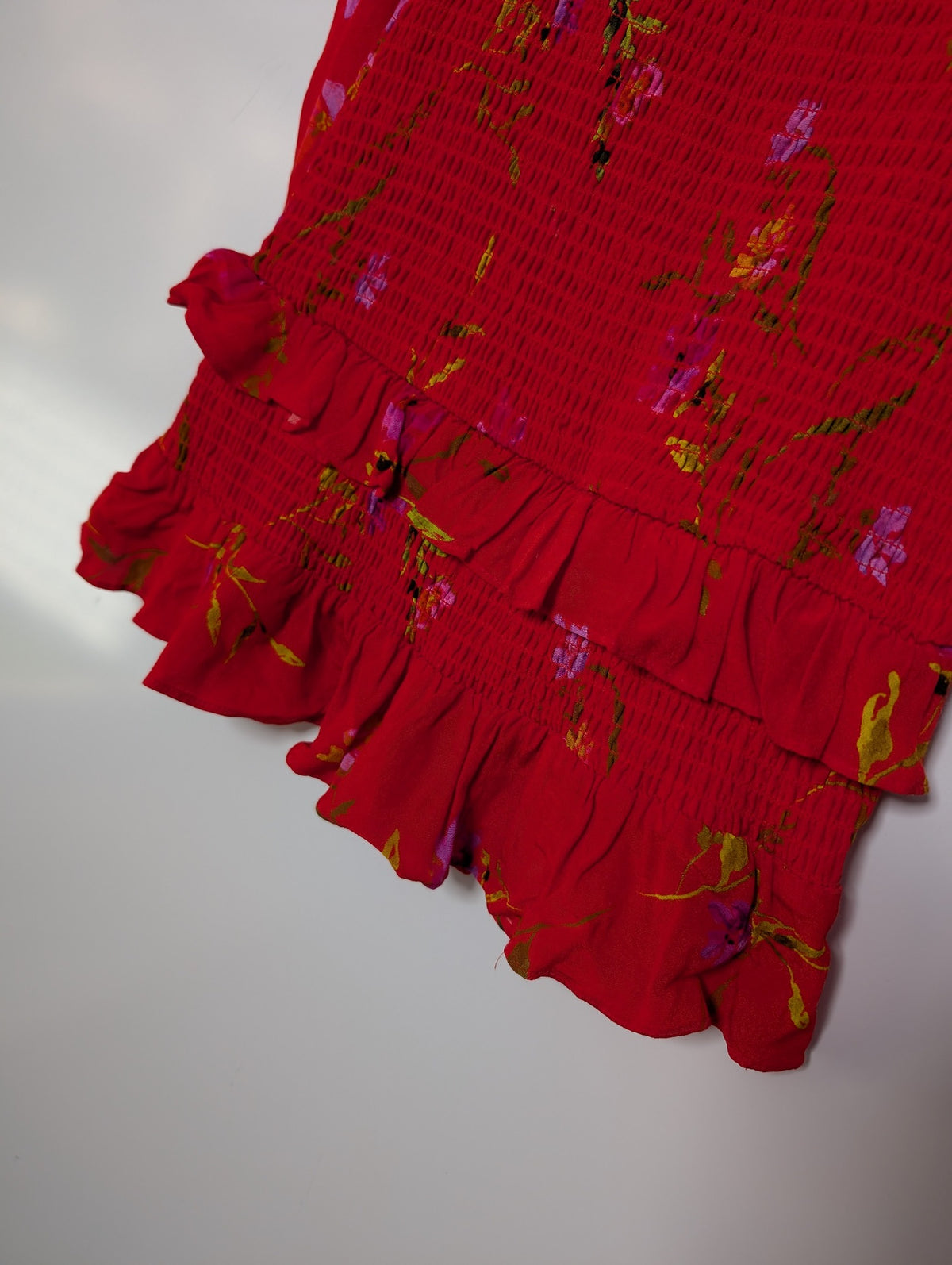 Lovers + FRIENDS Floral Smocked Mini Dress Red Women's XS - Image 4