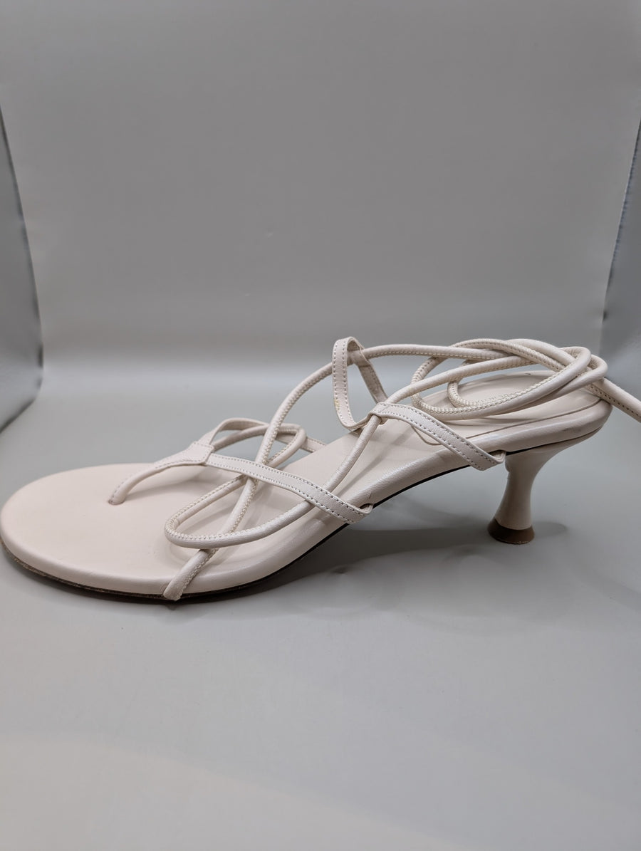 Scanlan Theodore Lace-Up Thong Sandals Beige Leather EU 40 - Image 4
