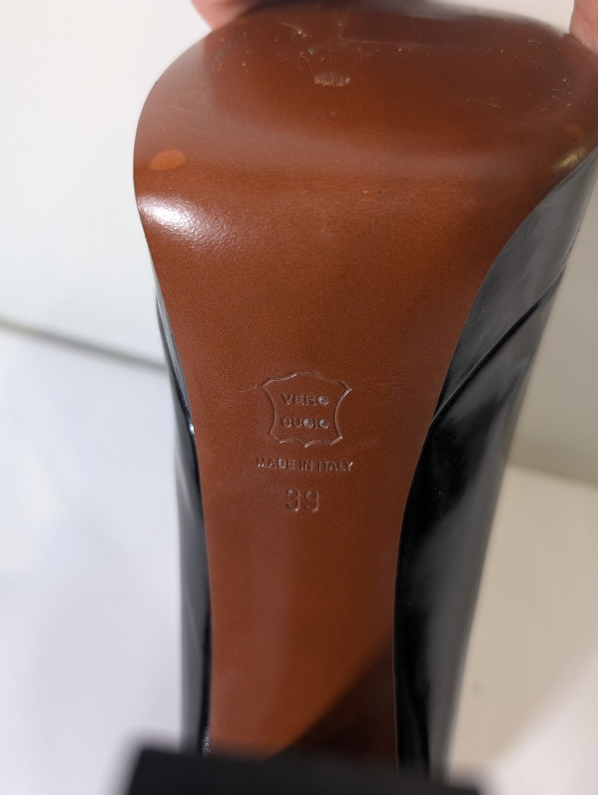 Lanvin Patent Leather Peep Toe Platform Pumps Black Size 39 - Image 8