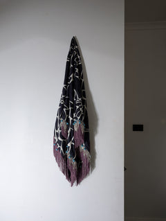 PROVA Silk Scarf Spotted Print with Beaded Fringe One Size - Image 9