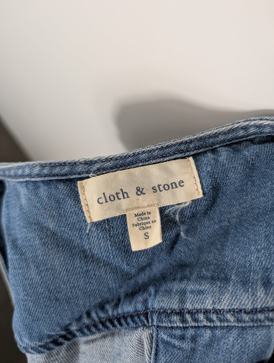Cloth & Stone Denim Tank Top Raw Hem Split Back Women's S - Image 5