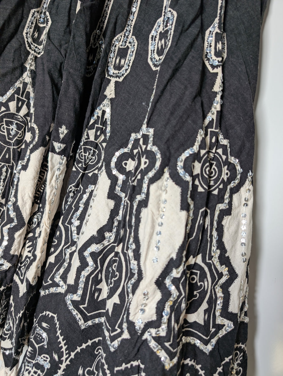 ANITSA Embroidered Sequin Maxi Skirt Black and White Size L - Image 2