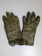 Vintage Military Issue Leather Gloves Olive Green - Image 4