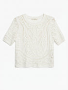 MARCS Crochet Knit Short Sleeve Top White - Image 1