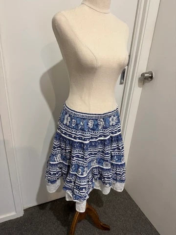 L and J Creation Provence Blue Floral Tiered Skirt - Image 6