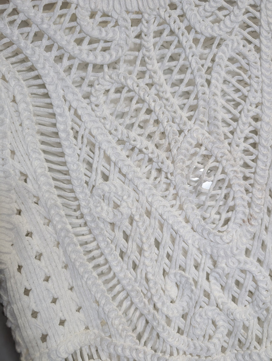 MARCS Crochet Knit Short Sleeve Top White - Image 2