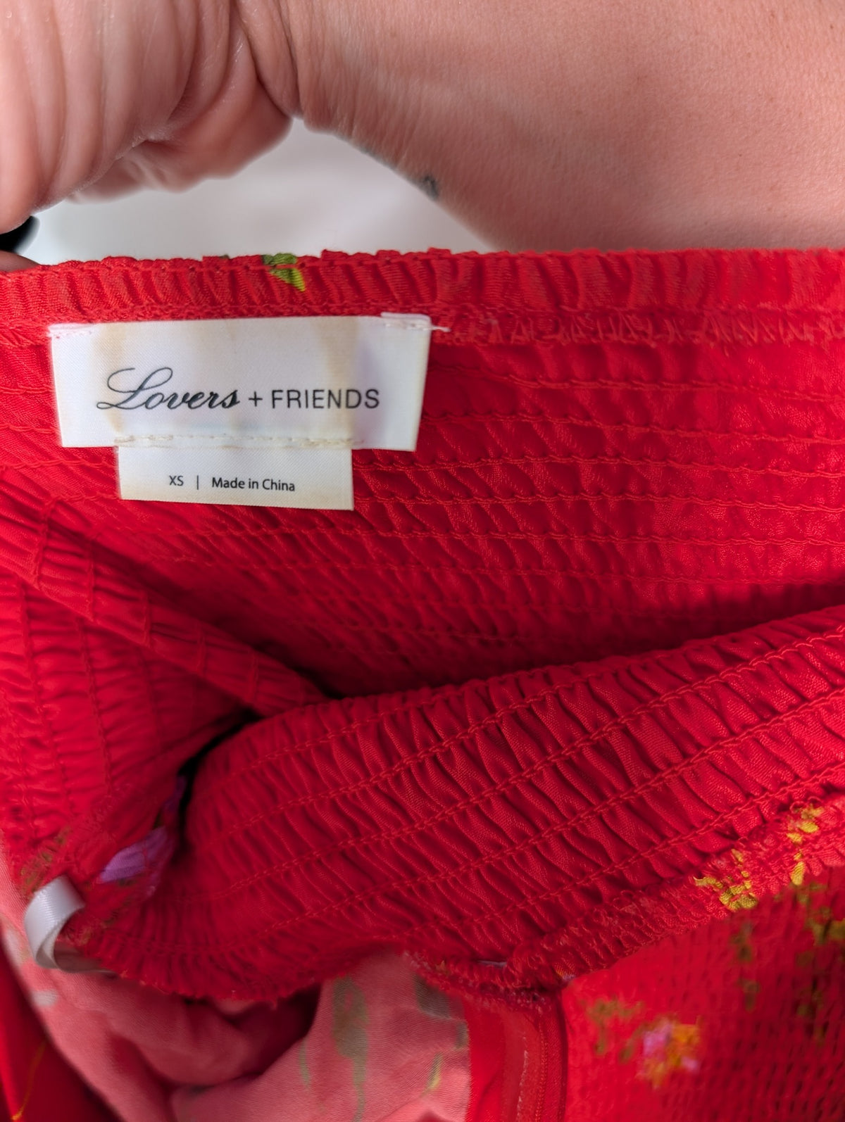 Lovers + FRIENDS Floral Smocked Mini Dress Red Women's XS - Image 6