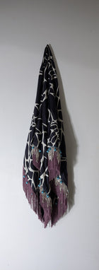 PROVA Silk Scarf Spotted Print with Beaded Fringe One Size - Image 10